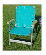 Vintage Folding Aluminum Chair Webbed Patio Lawn Chair Blue (TEAL / Aqua) - $49.49