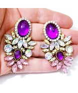 Purple Chandelier Earrings, Bridal Drop Earrings, Purple Pageant Jewelry... - £30.19 GBP