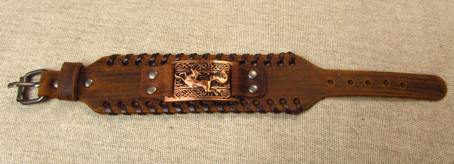 Brown Faux Leather Frisky Fox Design Wrap Bracelet - $17.97