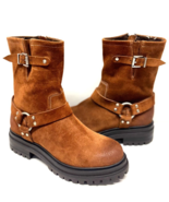 MIZ MOOZ SUEDE  BOOTS SIDE ZIP  BUCKLE 37EU/ 7US SADDLE Z-136 - $59.95