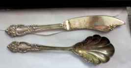 2 antique 1901 Reed &amp; Barton Tiger Lily Festivity Sugar Spoon and Knife - $13.99