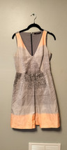 Rachel Roy  Sheath Dress Size S Small Shift Grey White Peach 80&#39;s Look - $21.49