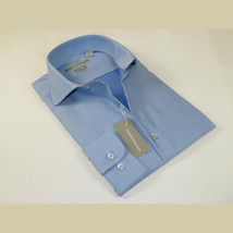 Men's Dress Shirt Christopher Lena 100% Cotton Wrinkle Free C507RSSR Blue Slim image 2