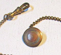 Victorian Button Fob Watch Chain Brass 8 1/2&quot; long - £5.58 GBP