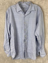 Tommy Bahama Shirt Adult Large blue solid Plaid Linen Button Up Long Sle... - £19.65 GBP