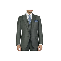 Men Apollo King 3pc Classic Suit A303 Gray white window pane 100% Wool image 2
