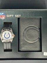 NFL Indianapolis Colts Embossed Black Leather Trifold Wallet &amp; Watch Gif... - £39.47 GBP