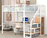 Metal Full Size Loft Bed With Desk For Kids,Heavy-Duty Steel Frame Loft ... - $854.99