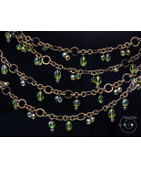 long chunky boho chain necklace, green, handmade in USA, St. Patrick&#39;s, ... - $661.36 MXN
