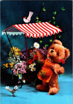 Teddy Bear Vendor  with Flower Stand Birds Vintage Postcard  (CC6) - £6.58 GBP