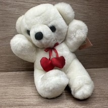 Vintage Dakin Little Cuddles 14-6270 Valentine&#39;s Day White Teddy Bear Wi... - £11.87 GBP