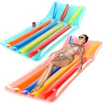 2 Pack 71&#39;&#39; Inflatable Pool Float Mat, Giant Pool Floats Adult Size With... - £32.76 GBP
