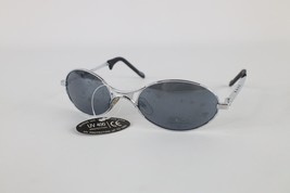 Deadstock Vintage 90s Streetwear Metal Oval Sunglasses Glasses Silver UVA UV 400 - £31.07 GBP