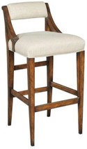 Counter Stool Woodbridge Beige Linen Upholstered Back Seat Welt Bordeaux Wood - £1,067.18 GBP