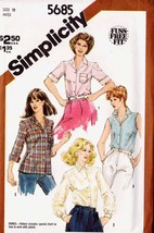 Misses&#39; SHIRTS Vintage 1982 Simplicity Pattern 5685 Size 18 UNCUT - £9.48 GBP
