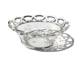 Vintage Clear Crystal Glass Lace Edge 6” Bowl - Leaf And Berry Cut Etch ... - £14.32 GBP