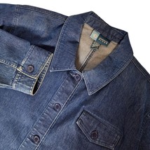 Avenue Blues Women&#39;s Denim Shirt Plus Size 22/24 Solid Blue Button Up Collared - £27.63 GBP