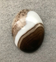 Brown Banded agate 40x30mm, 30x40mm stone cab cabochon, white stripes - £5.55 GBP