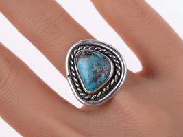 sz7.25 Vintage Navajo sterling and turquoise ring Bisbee? - £59.75 GBP