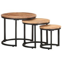 Side Tables 3 pcs Solid Acacia Wood - £72.74 GBP