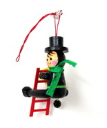Chimney Sweep Climbing Ladder Wood Hand Painted 2&quot; Vintage Ornament US S... - £13.24 GBP