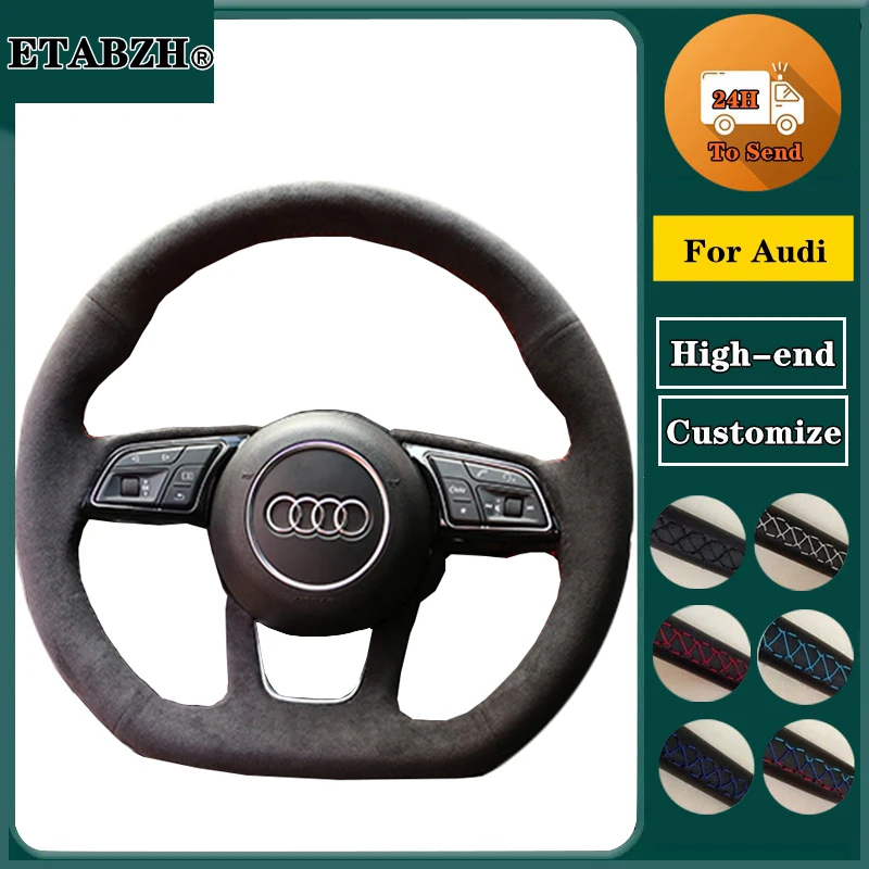 Braid Car Steering Wheel Cover For Audi A3 A4 A5 A6 A7 S3 S7 S8 R8 Q2 Q3 Q5 Q7 - $34.66