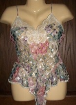 LUCIE ANN II Colorful One Piece Satin &amp; Lace Teddy~Bodysuit with Peplum ... - $22.28