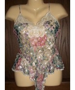 LUCIE ANN II Colorful One Piece Satin &amp; Lace Teddy~Bodysuit with Peplum ... - $30.56 CAD