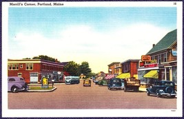 Portland, Maine Antique Linen Postcard - Morrill's Corner - $12.25