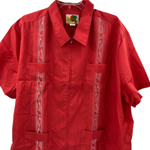 Haband Guayabera Mens Full Zip Shirt Size 4X Summer Shirt Orange Relax - £38.71 GBP