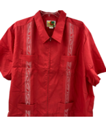 Haband Guayabera Mens Full Zip Shirt Size 4X Summer Shirt Orange Relax - £17.80 GBP