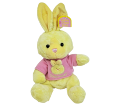 Vintage Caltoy Yellow Easter Bunny Rabbit Pink Shirt Stuffed Animal Plush Toy - £29.13 GBP