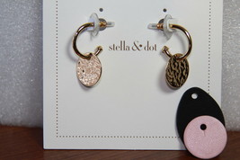 Stella &amp; Dot Earrings (new) COLOR POP VERSATILE HOOPS - GOLD  (E457G) - £41.04 GBP