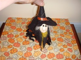 Halloween Small Hanging Witch On Broom With Spider On Cord - £9.98 GBP