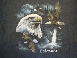 Colorado Bald Eagle Nature Night time Tourist Souvenir Navy Blue T Shirt Size M - £12.21 GBP