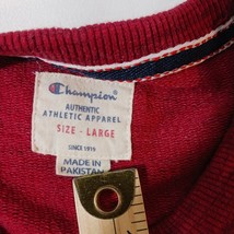 Champion Men's Red Cotton Blend Sweatshirt V-Notch Trim Shirt Size Large image 3
