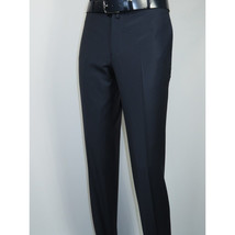 Men's MONO Turkey Slacks 100% Wool Plain Front Regular Fit 2501-02 Navy Blue image 4