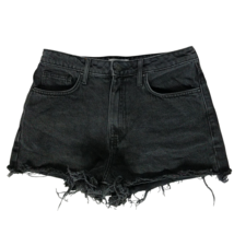 Forever 21 Booty Shorts Size 28 Black Denim Pockets Raw Hem - £17.20 GBP