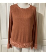 Ganji LA Womens Sweater Top Sz S Rust Orange Soft Fluffy Wrists Lightweight - $18.88