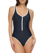 Tommy Hilfiger Womens Sz XL Iconic Swimsuit Navy One-Piece Slimming Zipper - $916.71 MXN