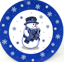 Snowman Serving Plate Cookie Dessert Snack Plastic 13 in Christmas Winter   C - $14.78