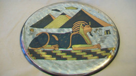 Egyptian Brass Wall Decor Plate, Silver Plated, Pyramids, Sphinx Design 10&quot; - $38.00