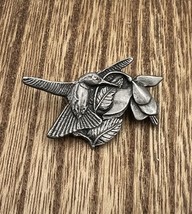 Birds &amp; Blooms Pewter Hummingbird Pin Brooch Premiere Edition 1995-98 - £6.04 GBP