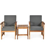 3PC Solid Wood Outdoor Patio Sofa Furniture Set-Gray - Color: Gray - €247,35 EUR