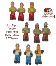 Lot 9 pc Fisher Price Husky Helpers Vintage Construction Worker Men used - $22.95