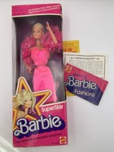 MATTEL 1976 SUPERSTAR BARBIE ORIG BOX, DRESS, BOA, STAND, EARRINGS NECKL... - $263.10