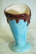 Royal Norfolk Ceramic Waffle Ice Cream Cone Bowl Spring Blue Pastel c - $12.86