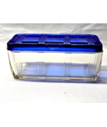 1930s HAZEL-ATLAS Cobalt Blue Refrigerator Dish CRISS CROSS Pattern 4&quot; X... - $27.70