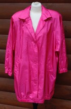 Vtg 80s Alorna 11/12 Oversized Hot Pink Windbreaker Fold Away Hood Coat TJ1 - £28.23 GBP