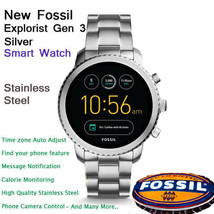 NEW Fossil  Q Luxury Gen 3 Explorist Smartwatch Silver Men&#39;s Stainless Steel - £249.67 GBP